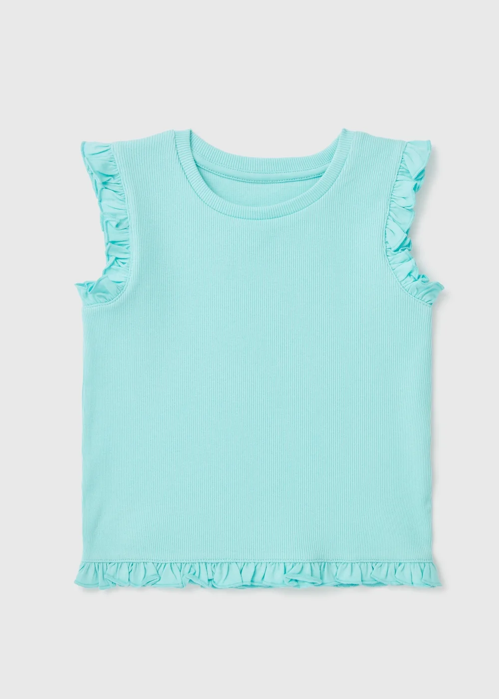 Girls Aqua Ribbed Frill Vest (1-7yrs) - 1 to 1 half years Image 1