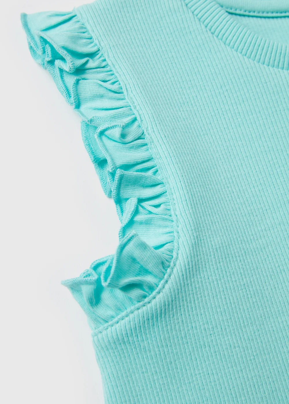 Girls Aqua Ribbed Frill Vest (1-7yrs) - 1 to 1 half years Image 2