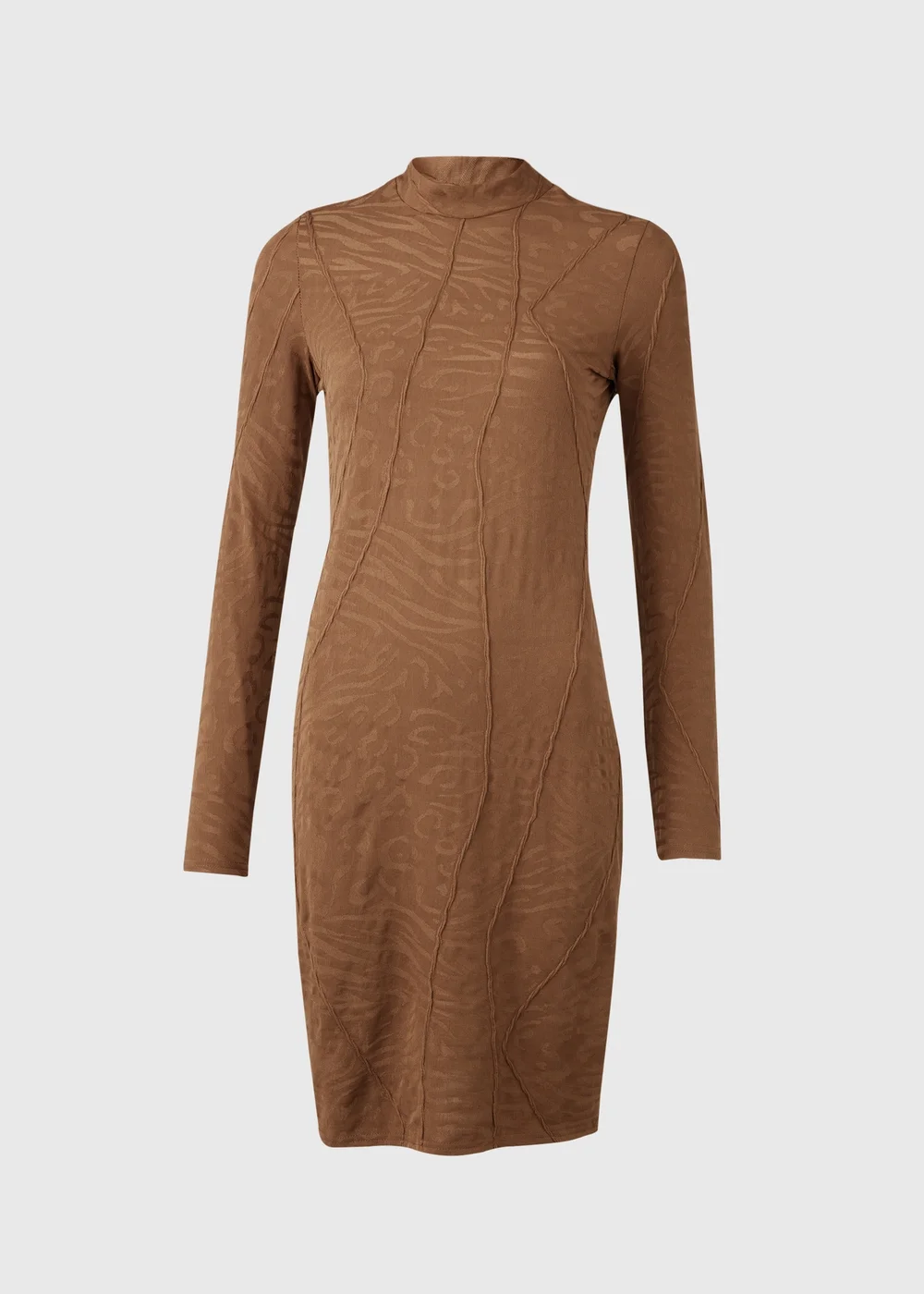 Brown Animal Print Jacquard Dress - 8 Image 5