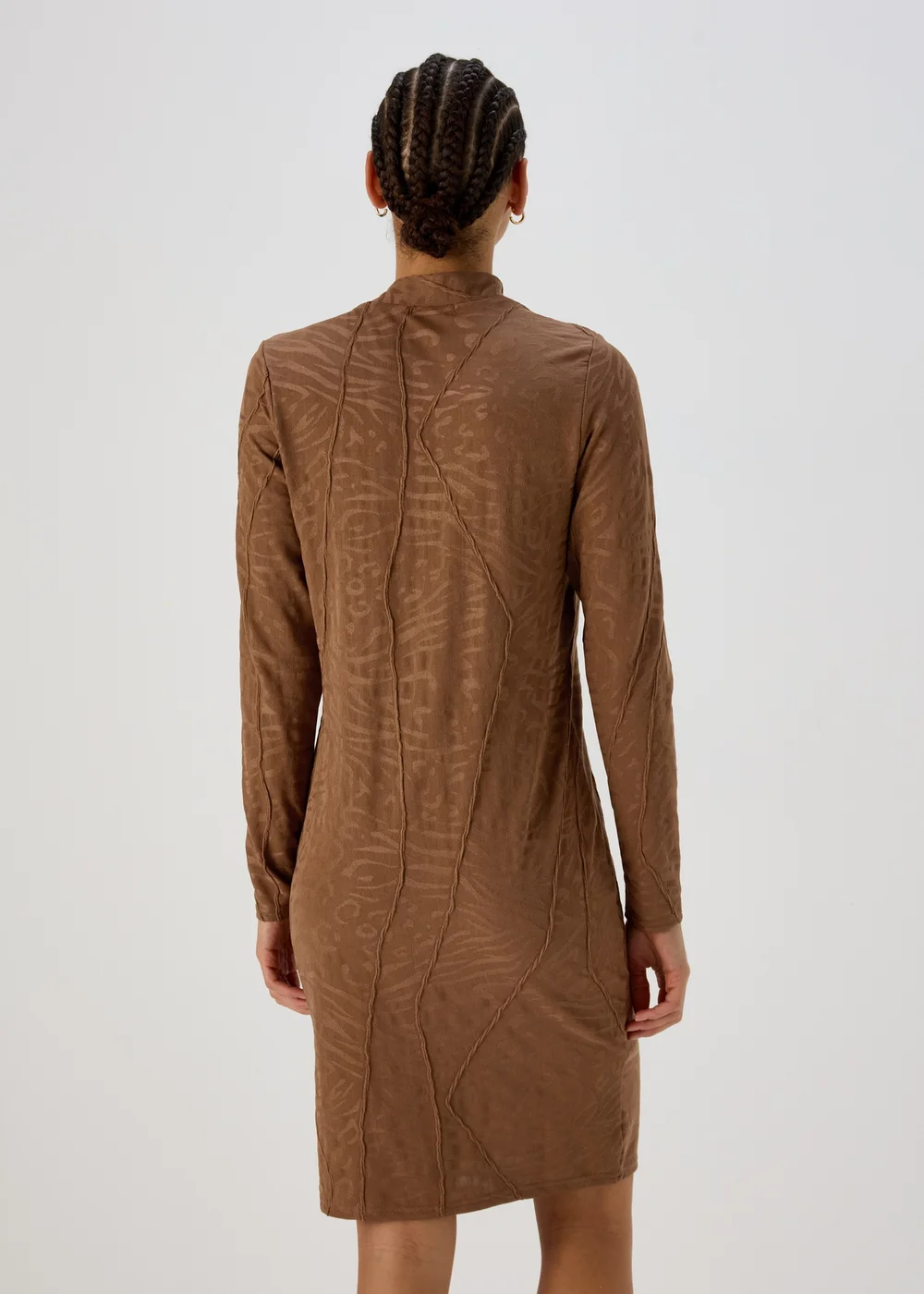 Brown Animal Print Jacquard Dress - 8 Image 2