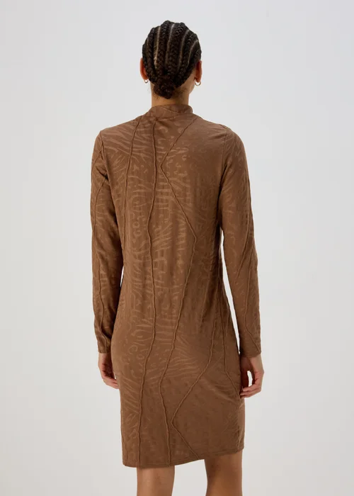Brown Animal Print Jacquard Dress - 8 Image 2