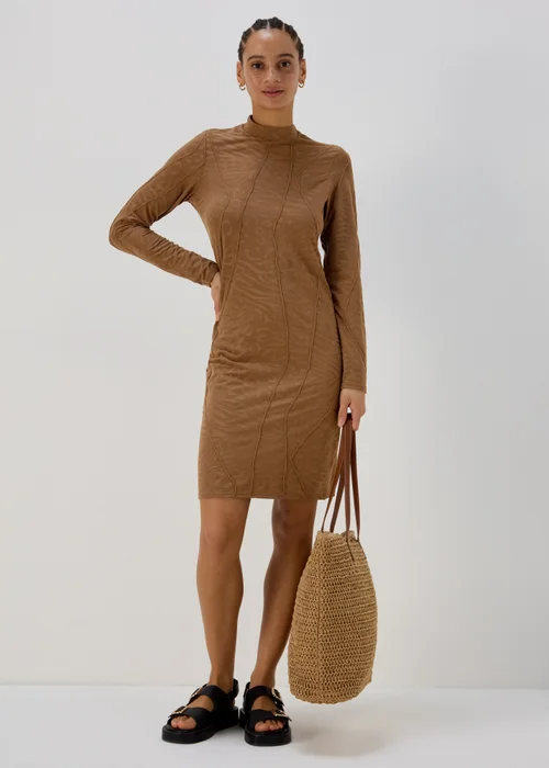 Brown Animal Print Jacquard Dress - 8 Image 4
