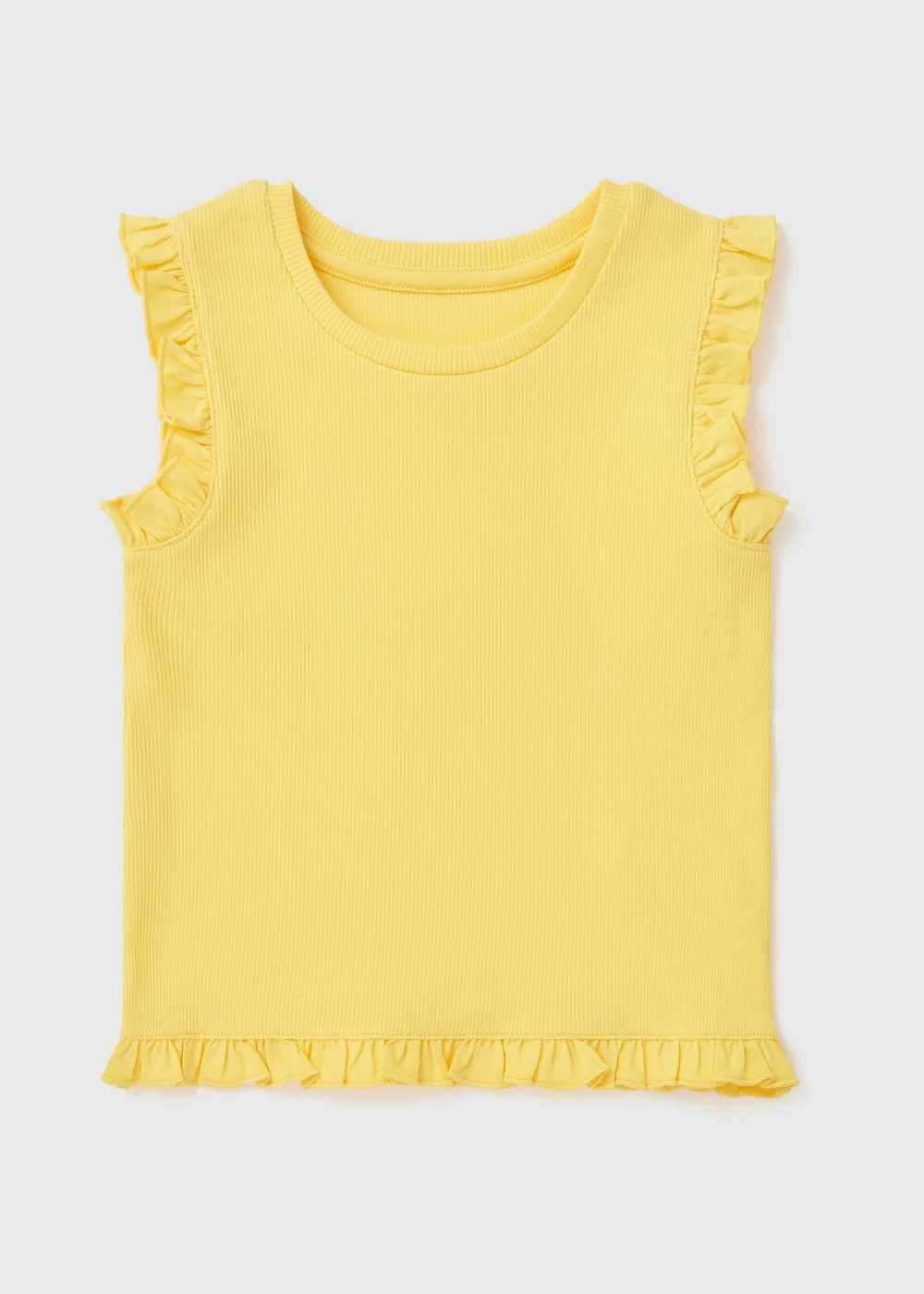 Girls Yellow Ribbed Frill Vest (1-7yrs) - 1 to 1 half years Image 1