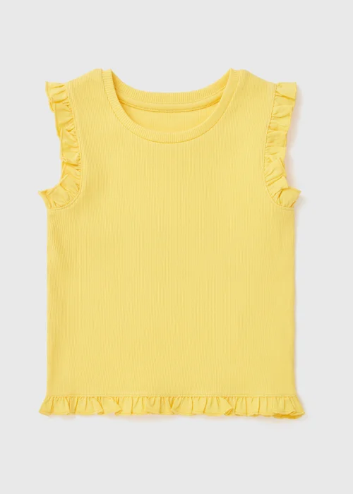 Girls Yellow Ribbed Frill Vest (1-7yrs) - 1 to 1 half years Image 1