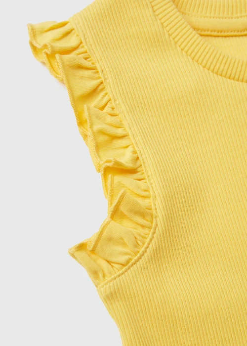 Girls Yellow Ribbed Frill Vest (1-7yrs) - 1 to 1 half years Image 2