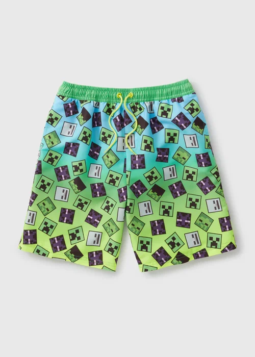 Minecraft Kids Green Swimshorts (5-12yrs) - 5-6 Yrs Image 1