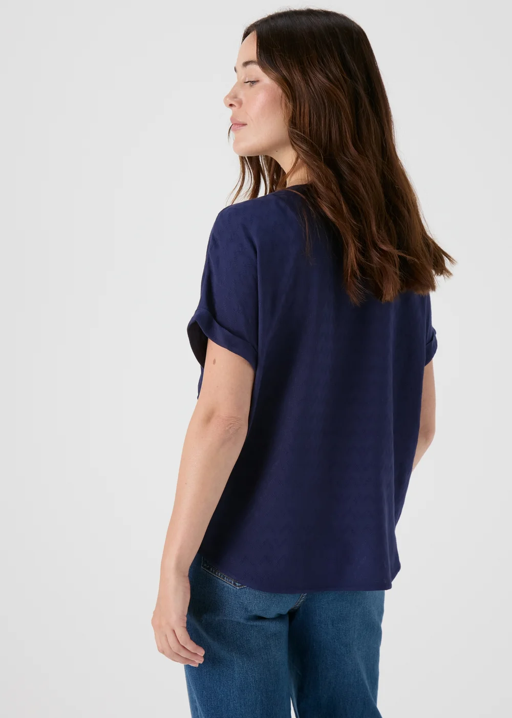 Navy Solid Pocket Detail Box Top - Size 8 Image 2