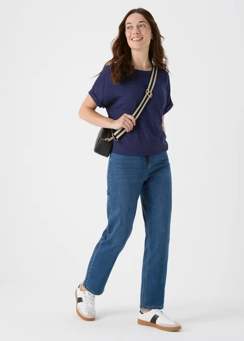 Navy Solid Pocket Detail Box Top - Size 8 Image 4