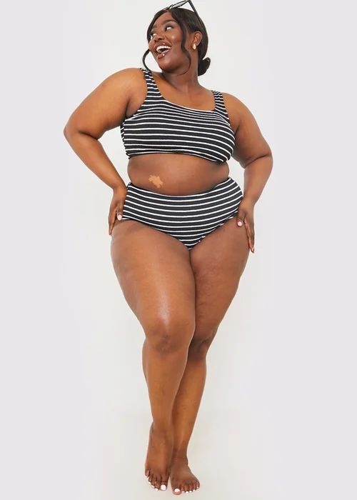 In The Style Black Crinkle Stripe Bikini Bottom - Size 8 Image 5