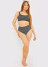 In The Style Black Crinkle Stripe Bikini Bottom - Size 8 Image 1