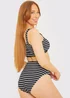 In The Style Black Crinkle Stripe Bikini Bottom - Size 8 Image 3
