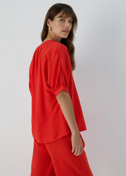 Red V-Neck Co Ord Blouse - 8 Image 2