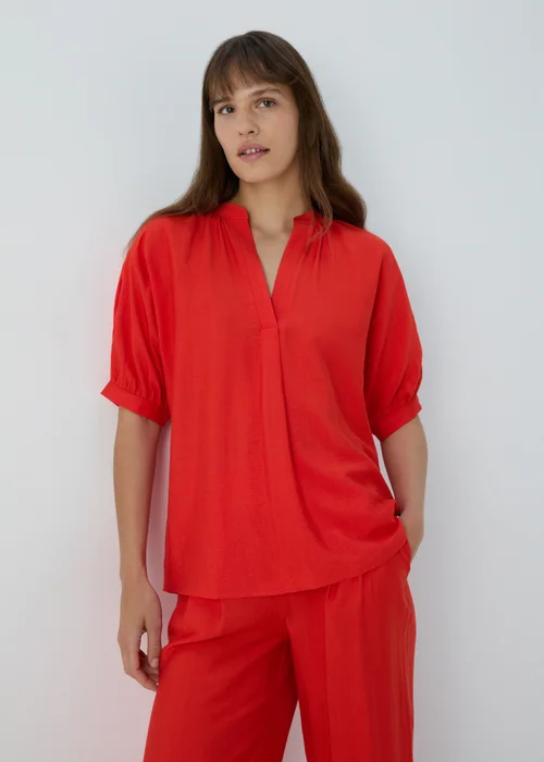 Red V-Neck Co Ord Blouse - 8 Image 1