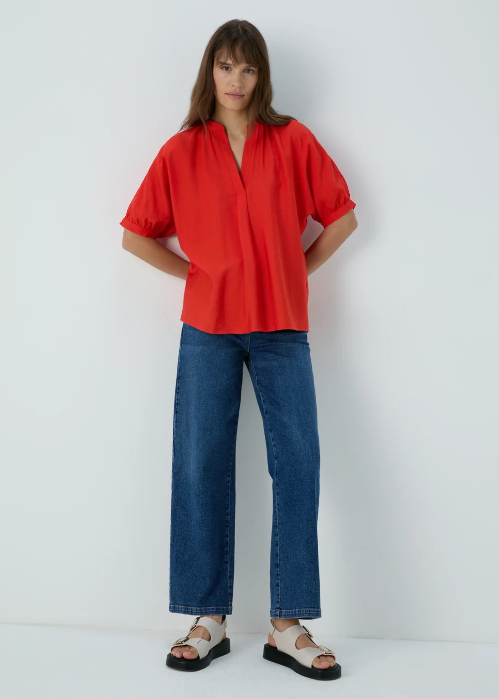 Red V-Neck Co Ord Blouse - 8 Image 4