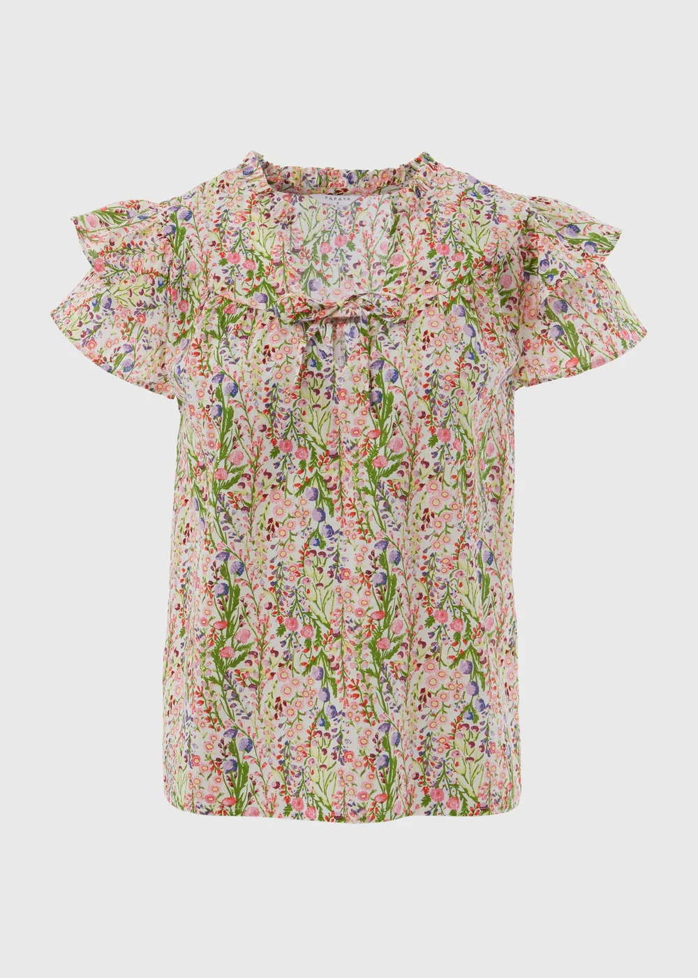 Multicolour Floral Frill Sleeve Blouse - 8 Image 5