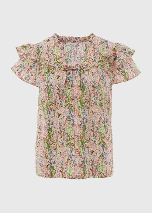 Multicolour Floral Frill Sleeve Blouse - 8 Image 5