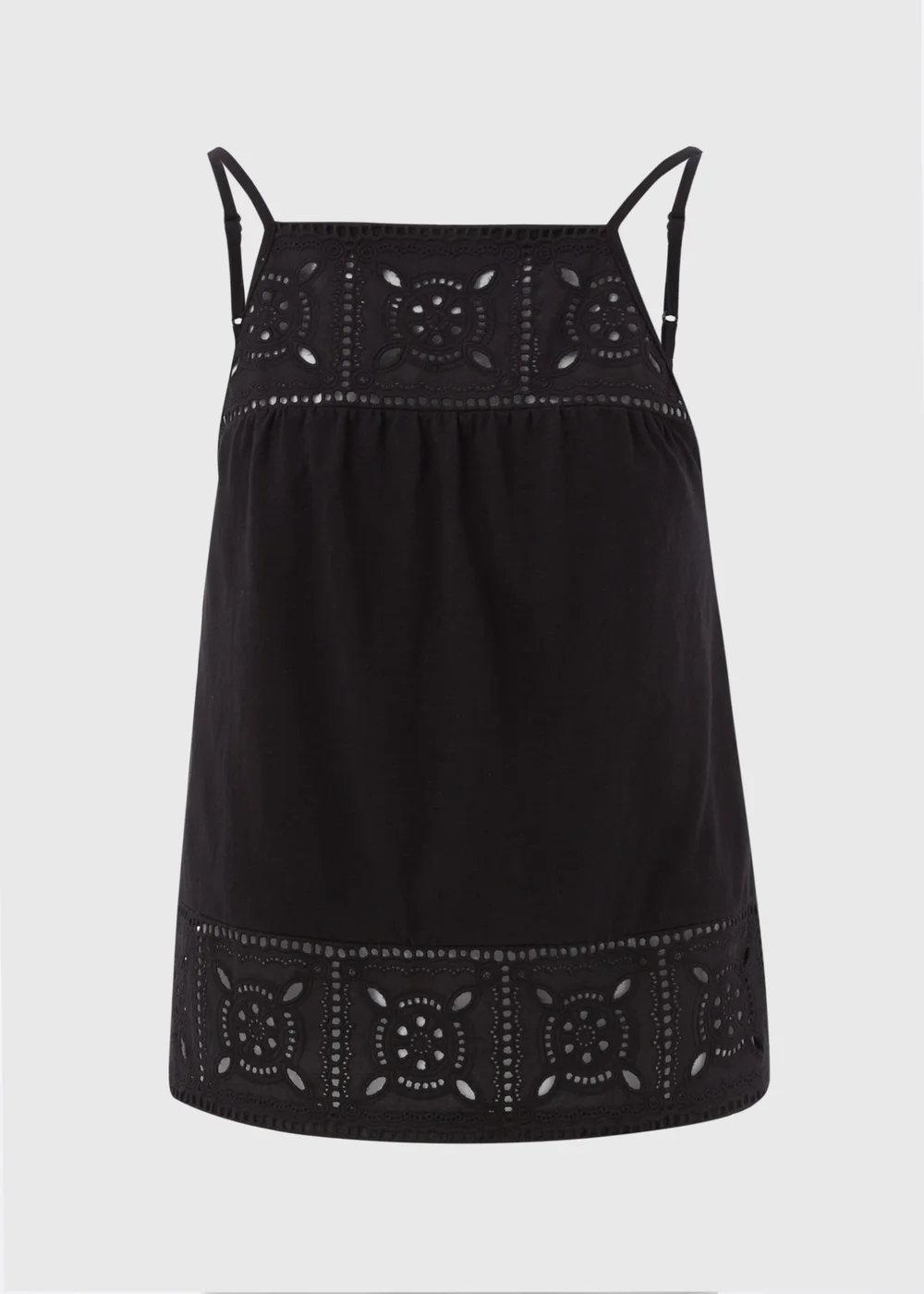 Black Lace Detail Cami Top - Size 8 Image 5