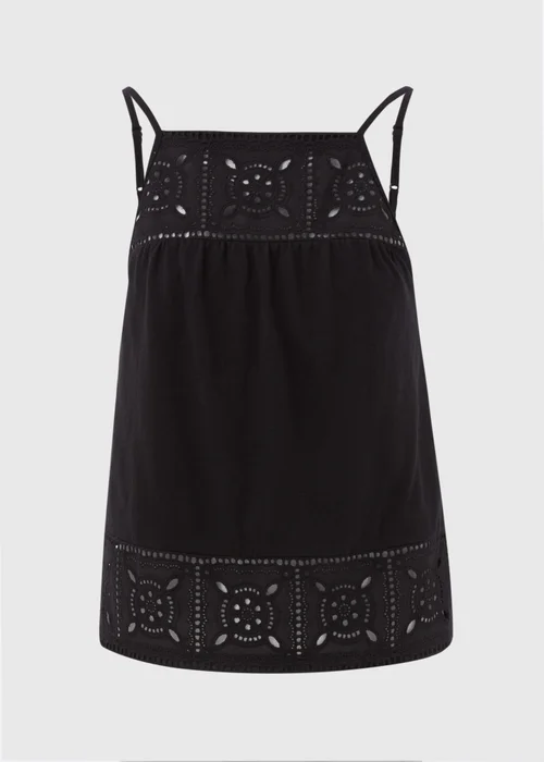 Black Lace Detail Cami Top - Size 8 Image 5