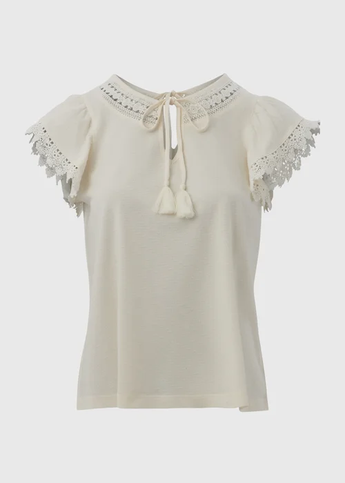 Cream Textured Lace Top - 8 Image 5
