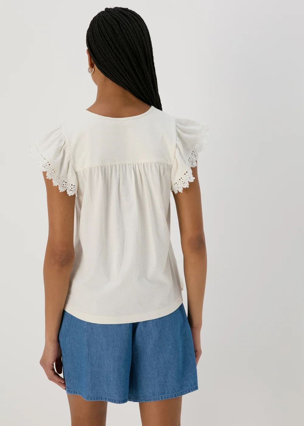 Cream Textured Lace Top - 8 Image 2