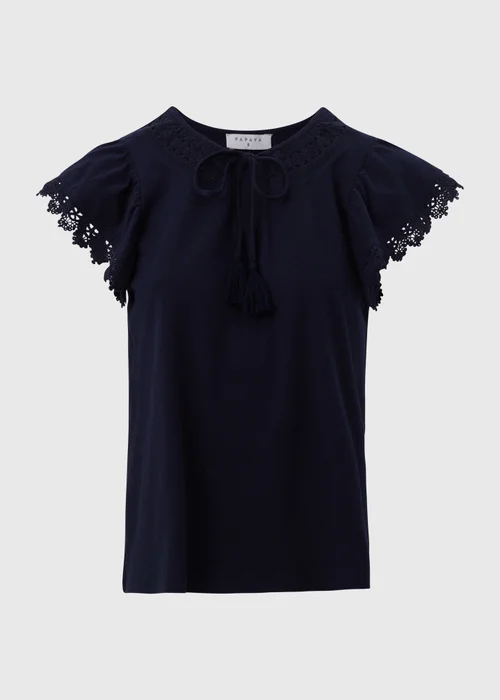 Navy Textured Lace Top - 8 Image 5