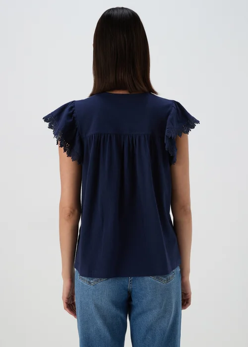 Navy Textured Lace Top - 8 Image 2