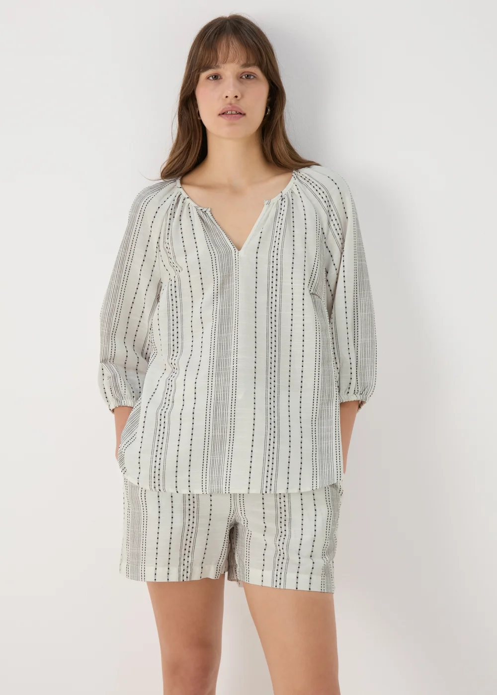 Cream Co Ord Jaquard Detail Blouse - 8 Image 1