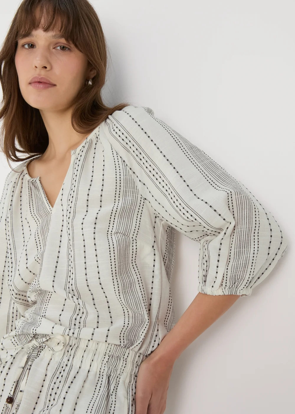 Cream Co Ord Jaquard Detail Blouse - 8 Image 3