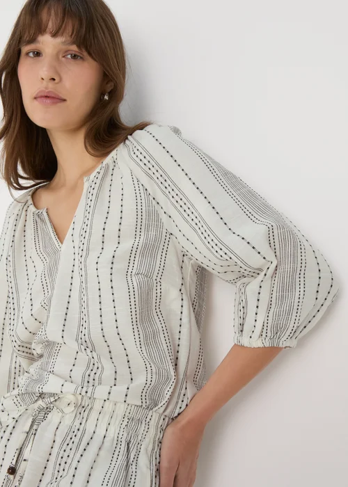 Cream Co Ord Jaquard Detail Blouse - 8 Image 3