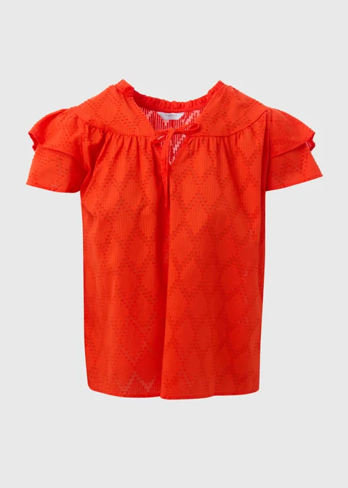 Red Ruffle Sleeve Blouse - 8 Image 5