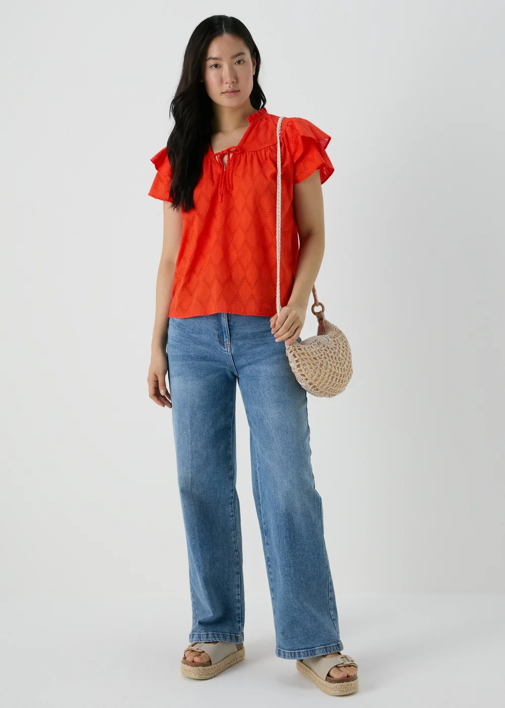Red Ruffle Sleeve Blouse - 8 Image 4