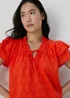 Red Ruffle Sleeve Blouse - 8 Image 3