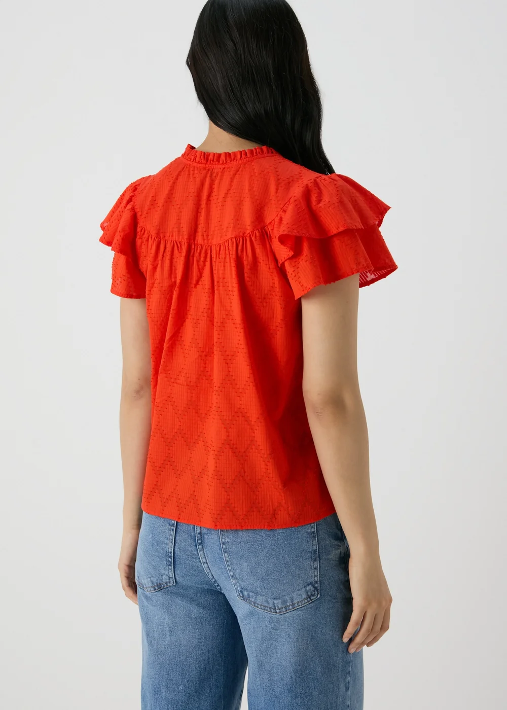 Red Ruffle Sleeve Blouse - 8 Image 2