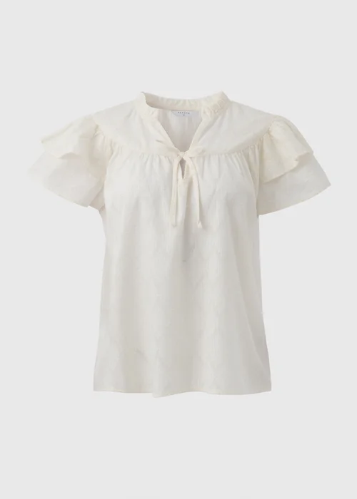 Cream Ruffle Sleeve Blouse - 8 Image 5