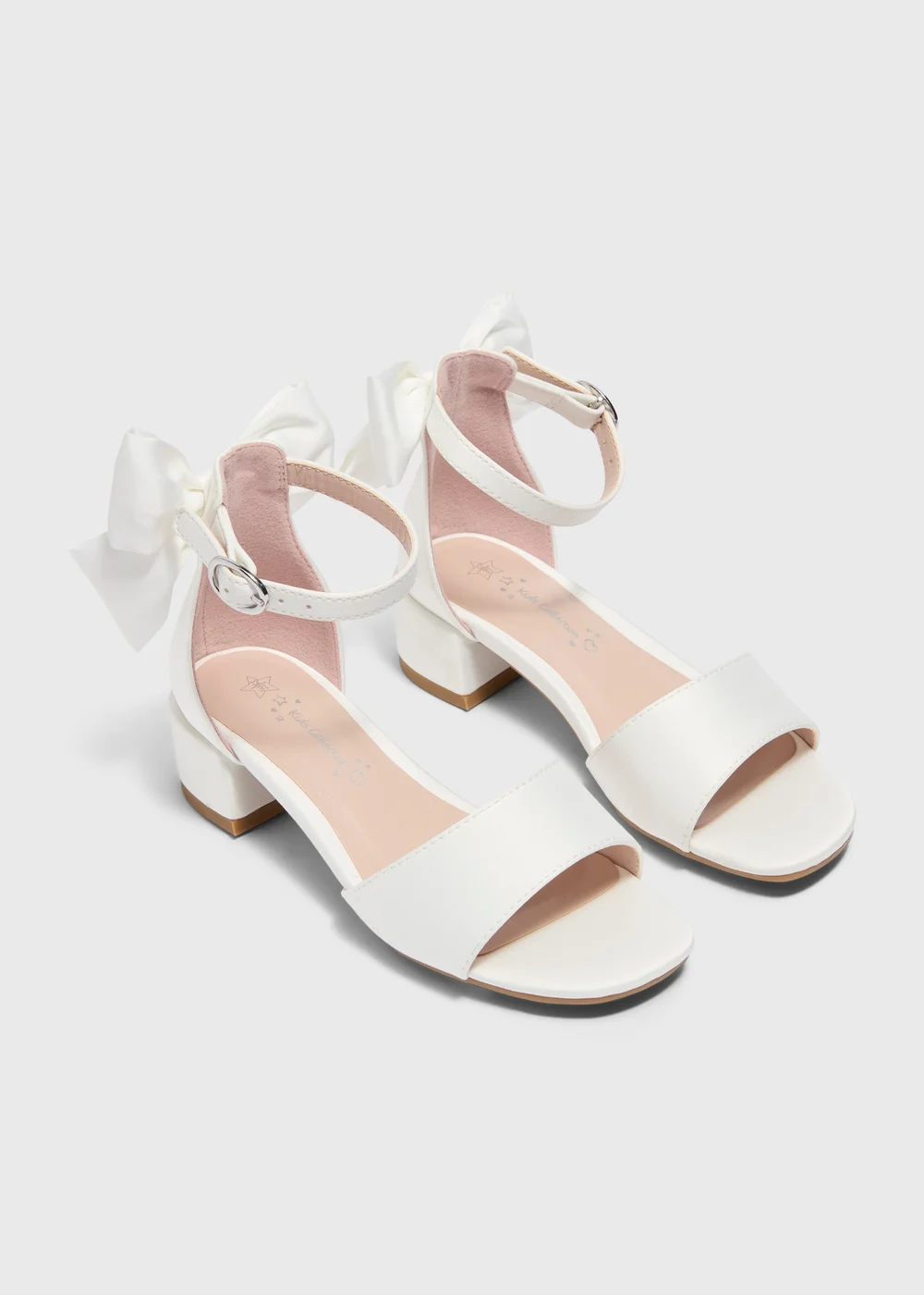 Girls White Bow Block Heel Sandals (Younger 10-Older 2) - Size 1 Image 1