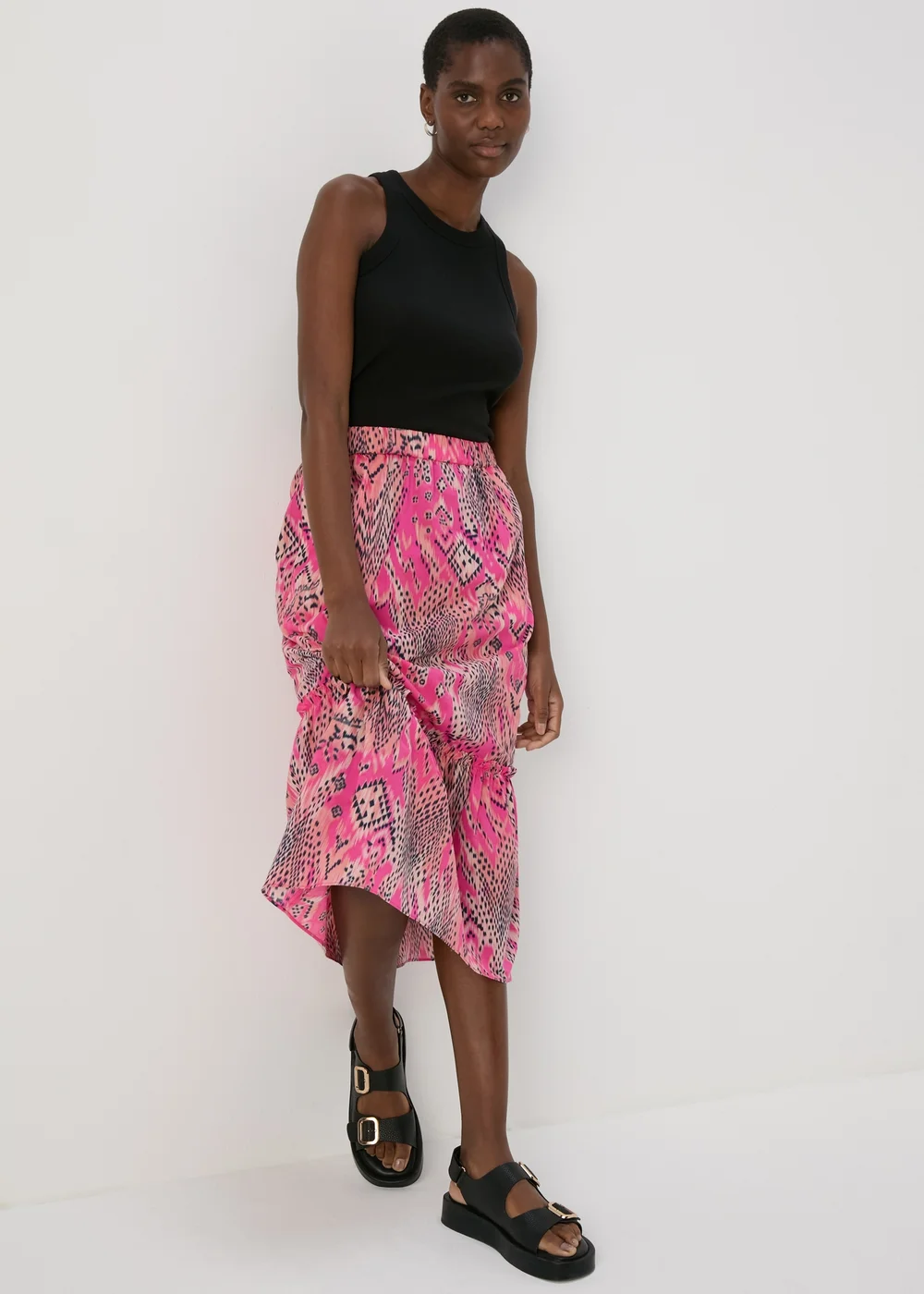 Papaya Petite Pink Aztec Print Midi Skirt - Size 6 Image 4