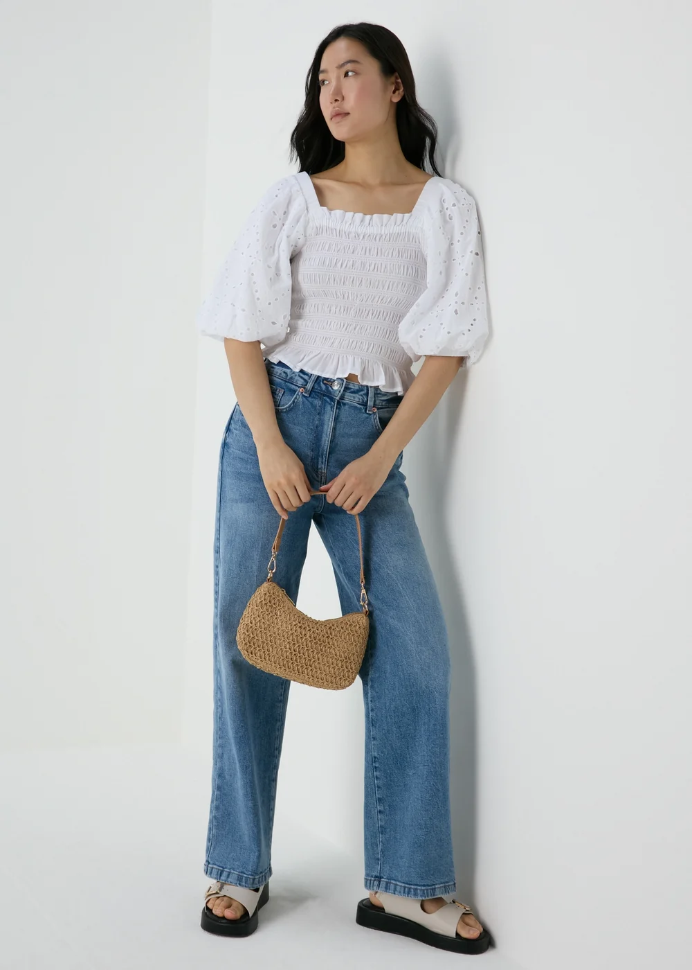 White Embroidery Puff Sleeve Blouse - 8 Image 4