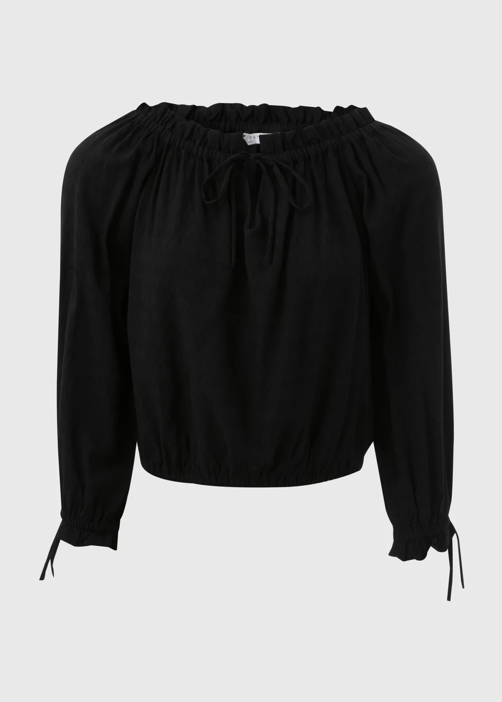 Black Tie Neck Bardot Top - 8 Image 5