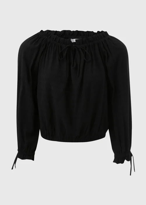 Black Tie Neck Bardot Top - 8 Image 5