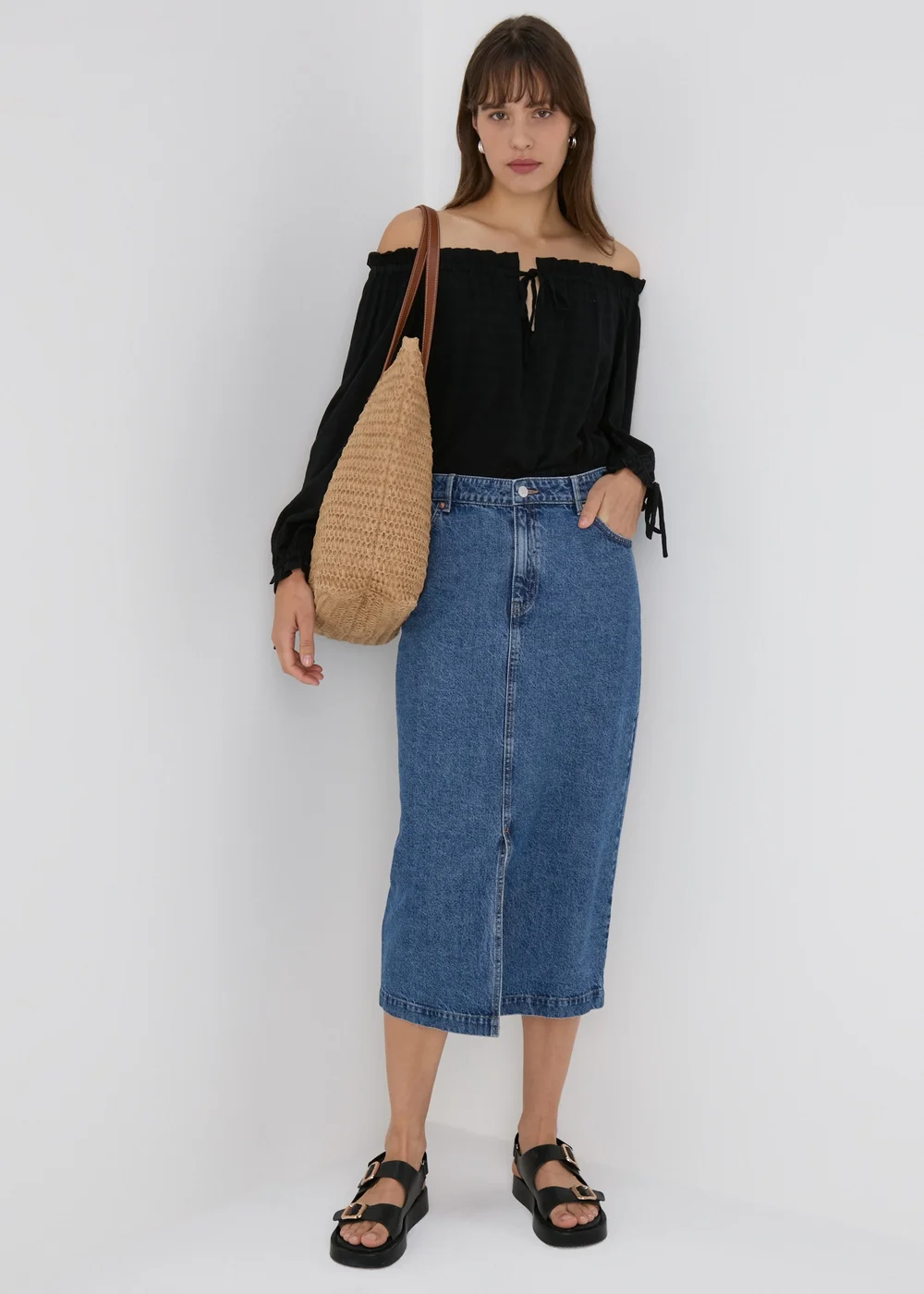 Black Tie Neck Bardot Top - 8 Image 3