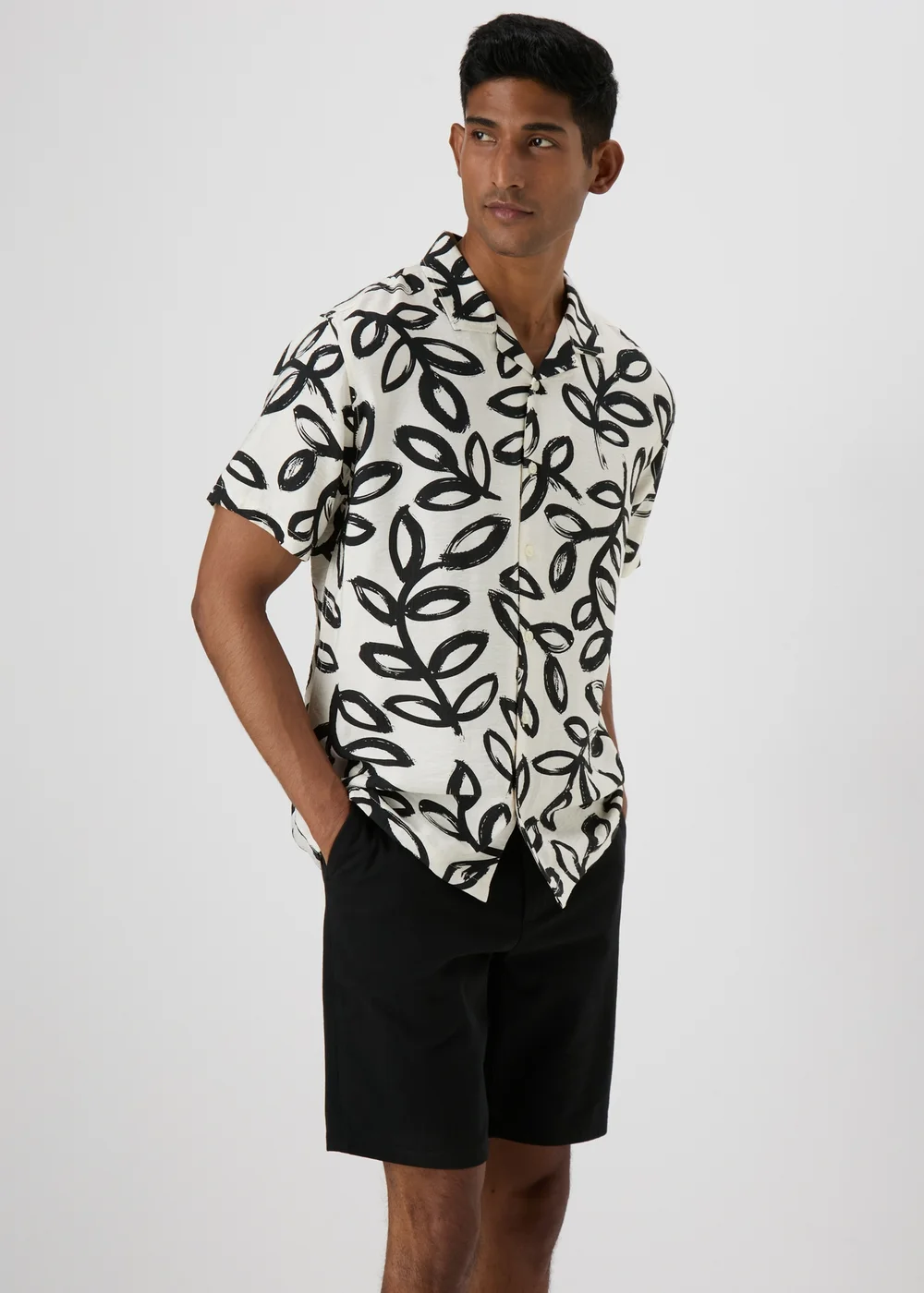 Ecru Mono Print Shirt - S Image 1