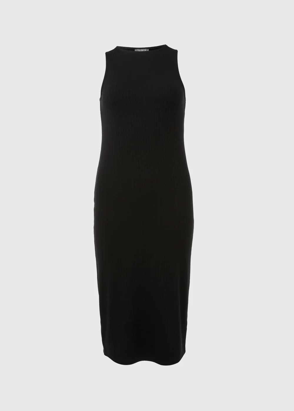 Papaya Petite Black Racer Ribbed Midi Dress - 6 Image 5