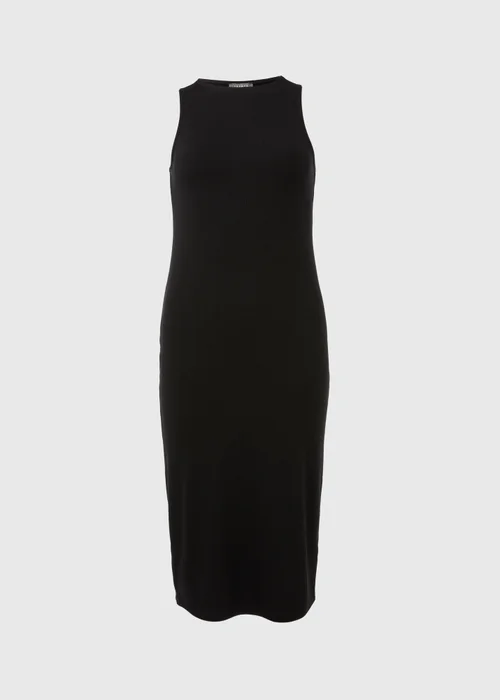 Papaya Petite Black Racer Ribbed Midi Dress - 6 Image 5