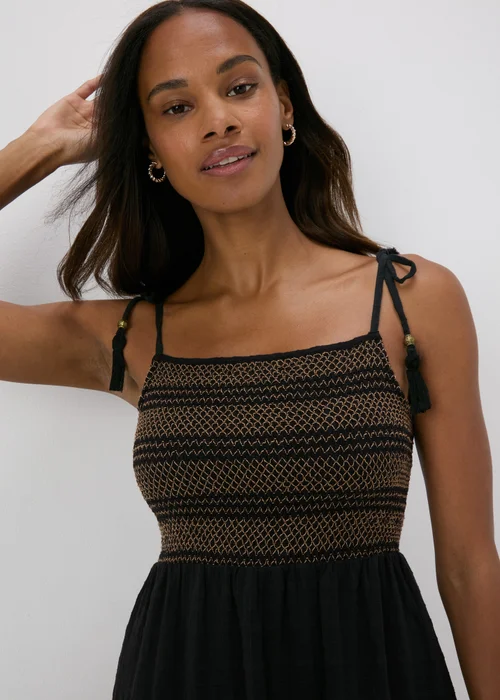 Black Shirred Cami Midi Dress - 8 Image 3