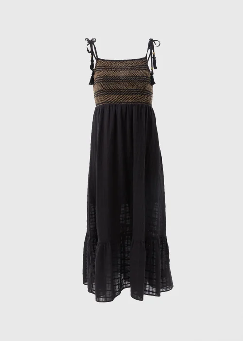 Black Shirred Cami Midi Dress - 8 Image 5