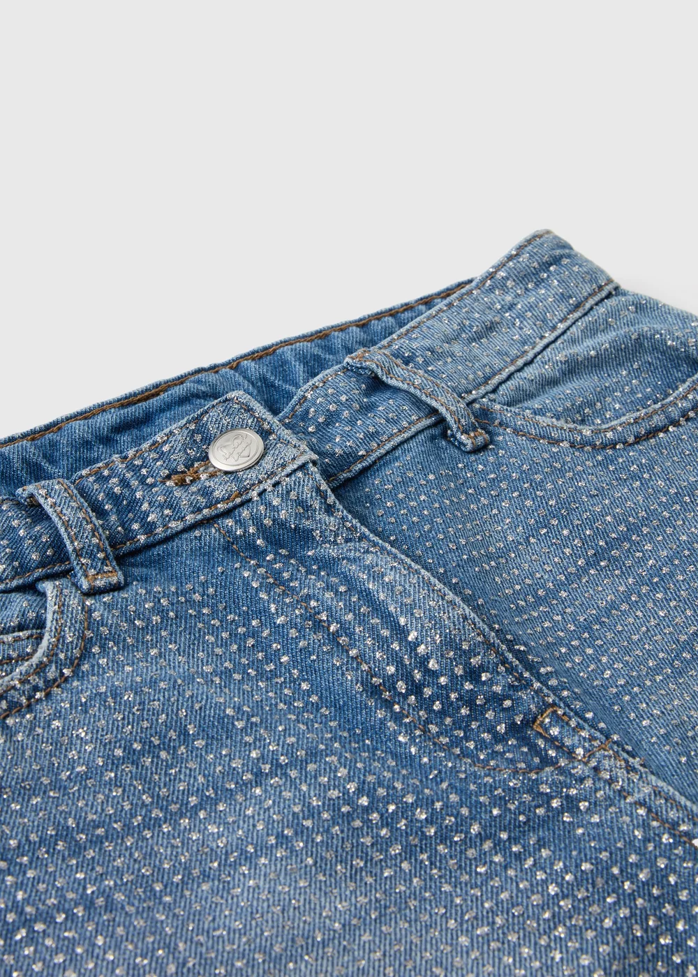 Girls Silver Glitter Denim Shorts (7-13yrs) - 8 Yrs Image 2