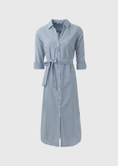 Papya Petite Blue Striped Shirt Midi Dress - 6 Image 5