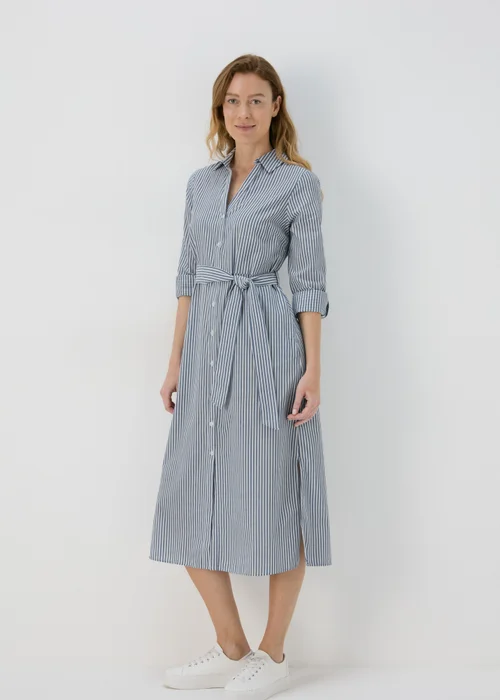 Papya Petite Blue Striped Shirt Midi Dress - 6 Image 1