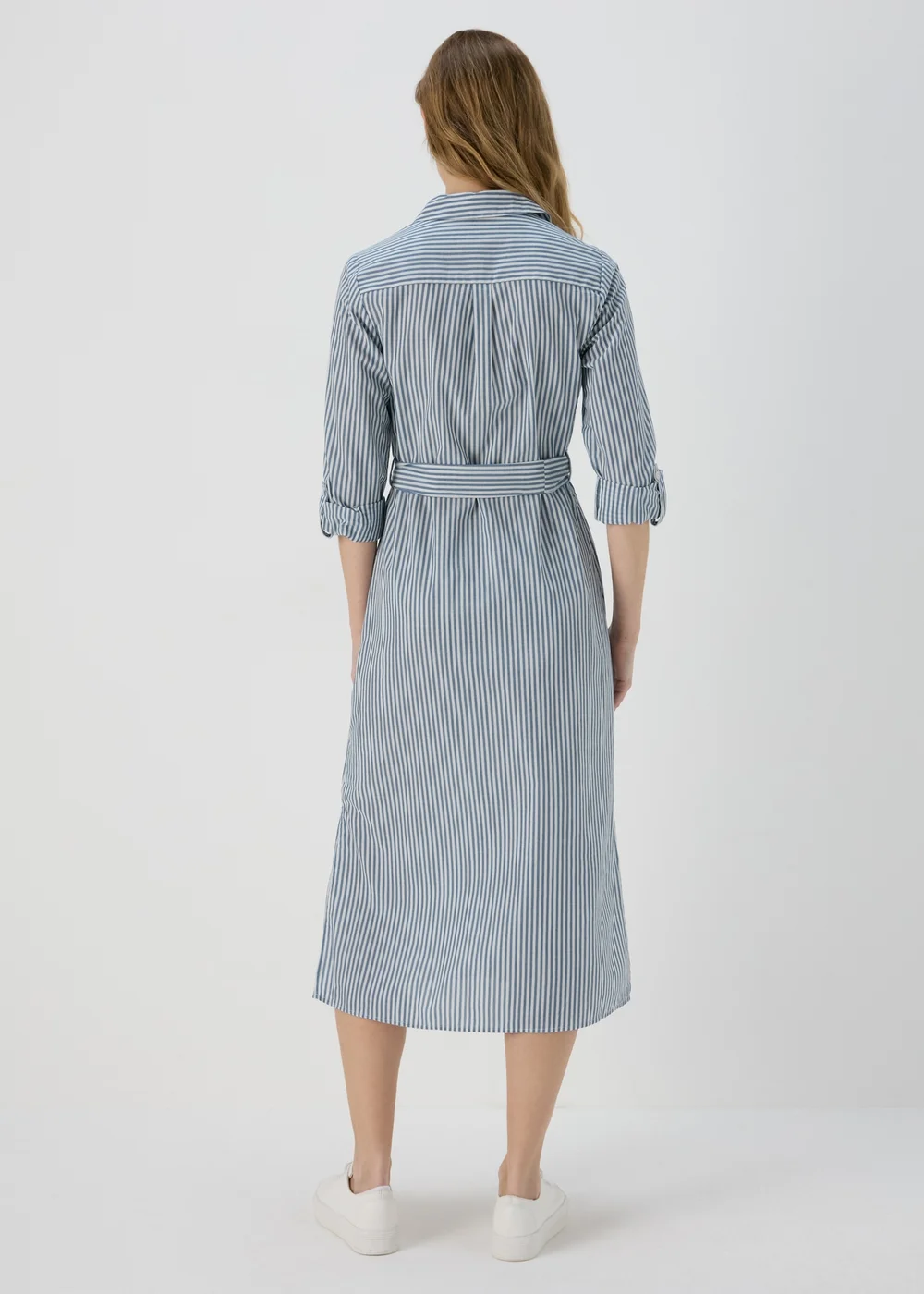 Papya Petite Blue Striped Shirt Midi Dress - 6 Image 2
