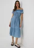 Light Wash Bardot Midi Dress - 8 Image 1